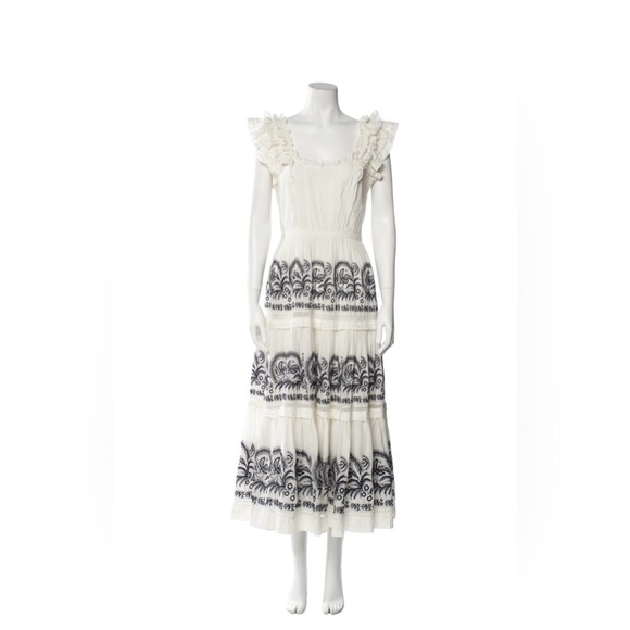 Ulla Johnson White and Black Maxi Juliette Dress SZ (6) - Picture 5 of 15